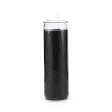 [8BLACK] CANDLE 8" PLAIN 400ml Clear glass BLACK 12PK