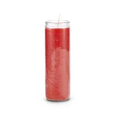 [8RED] CANDLE 8" PLAIN 400ml CLEAR RED 12PK