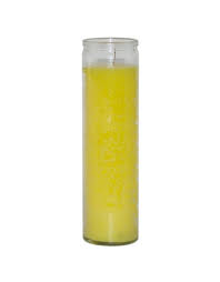 [8YELLOW] CANDLE 8" PLAIN 400ml Clear glass YELLOW 12PK