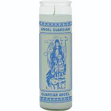[7460467381204] CANDLE 8" w/Label GUARDIAN ANGEL 400mL 12PK WHITE