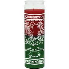 [2881005] CANDLE 8" Screened Glass Chuparosa Red/Green 12pk