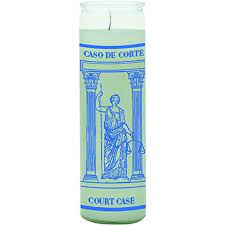 [28302] CANDLE 8" Screened Glass COURT CASE 12PK blue