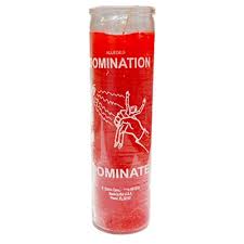 [0745110780823] CANDLE 8" DOMINACION W/LABEL 12PK RED