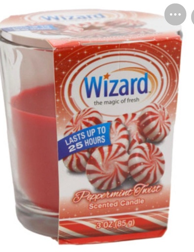 [10850058859634] WIZARD CANDLES PEPPERMENT 3oz /12