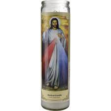 [74604673816934] CANDLE 8" W/Label JESUS en ti Confio 400ml 12PK White