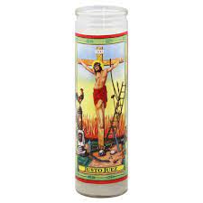 [7460467381198] CANDLE 8" W/Label Justo Juez 400ml 12PK WHITE