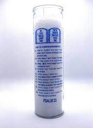 [PSALM] CANDLE 8" Screened Glass SALMO 23 WHITE -470ML-12pk