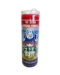 [186148226790] CANDLE 8" Screened Glass 7African Powers 12pk 7colors