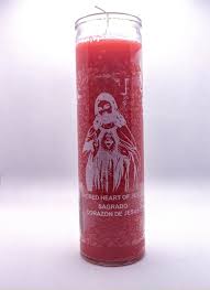 [74604673916620] CANDLE SAGRADO CORAZON MARIA / OUR LADY SACRED HEART 8" 12PK RED