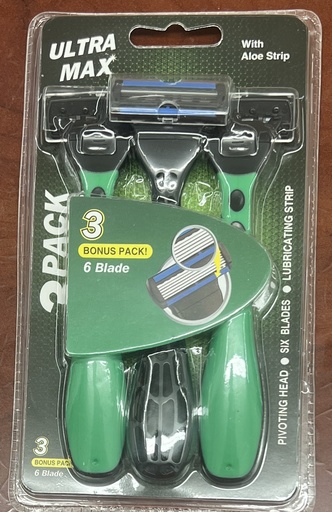 [088168130326] ULTRA MAX RAZOR 3PK 6 Blades W/ALOE F/MEN /96