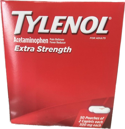 [655708019764] TYLENOL X-STRENGHT BOX 50-PK x 2's /20 exp 1/29